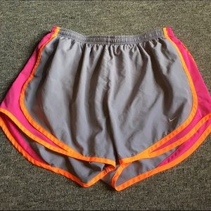 Gray pink & orange Nike Dri Fit running shorts